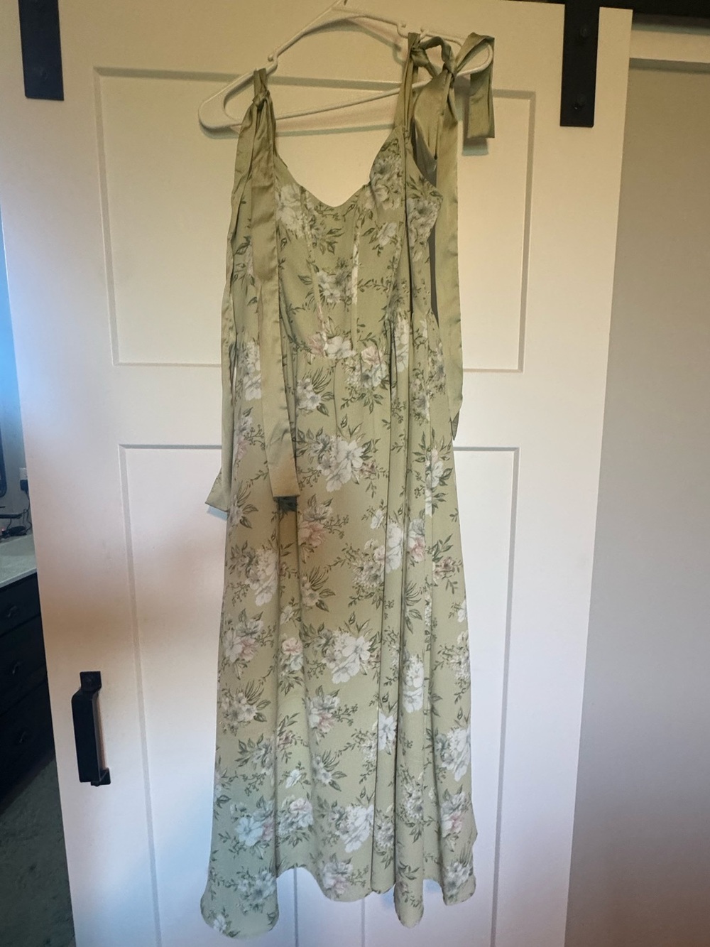 Sage Green Floral Tie-Strap Sundress